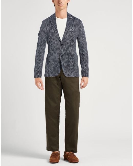 Luigi Bianchi Blue Blazer Cotton, Linen, Polyamide for men