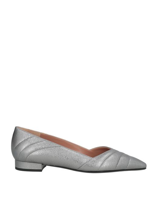 Pollini Gray Ballet Flats Leather