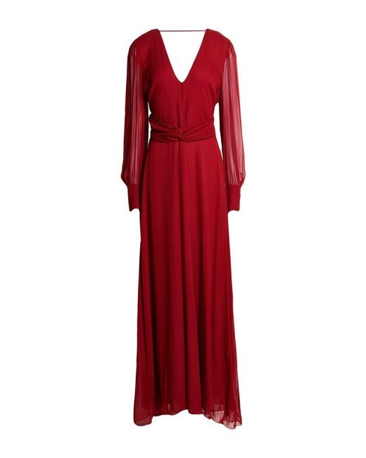 Patrizia Pepe Red Brick Maxi Dress Viscose