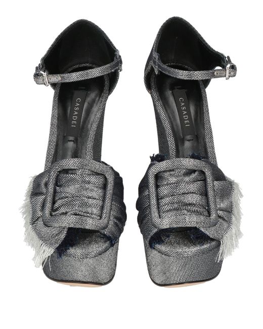 Casadei Gray Sandals Textile Fibers