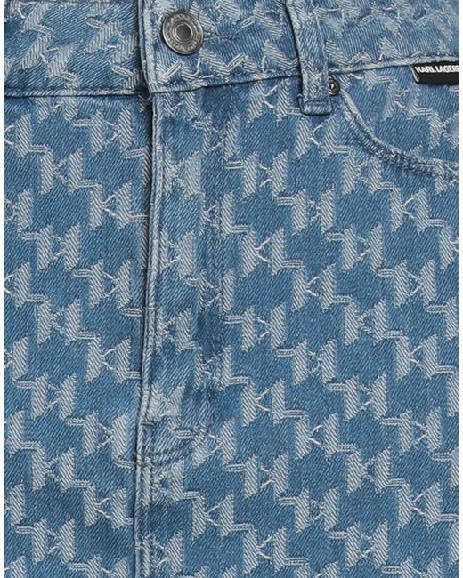 Karl Lagerfeld Blue Monogram-pattern Denim Skirt