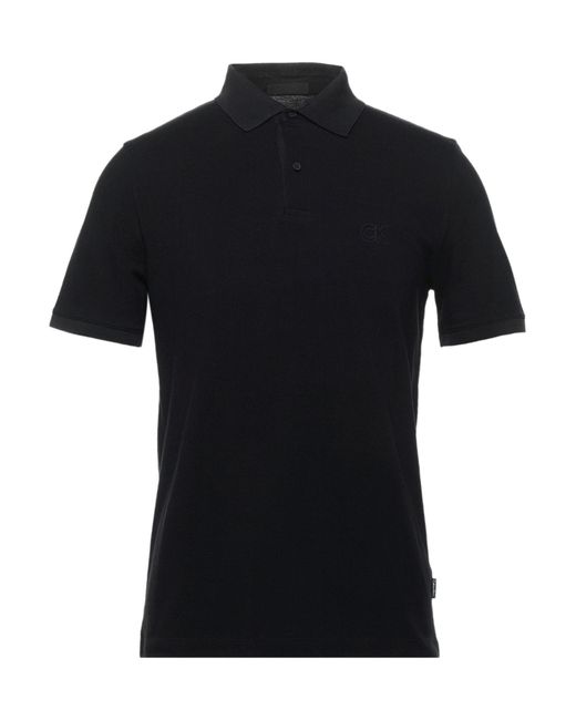 calvin klein men's black polo shirt