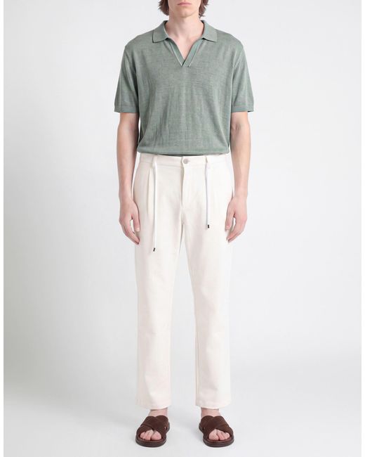DISTRETTO 12 White Pants Cotton, Polyamide, Elastane for men