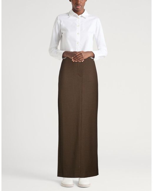 Acne Brown Maxi Skirt Wool, Elastane