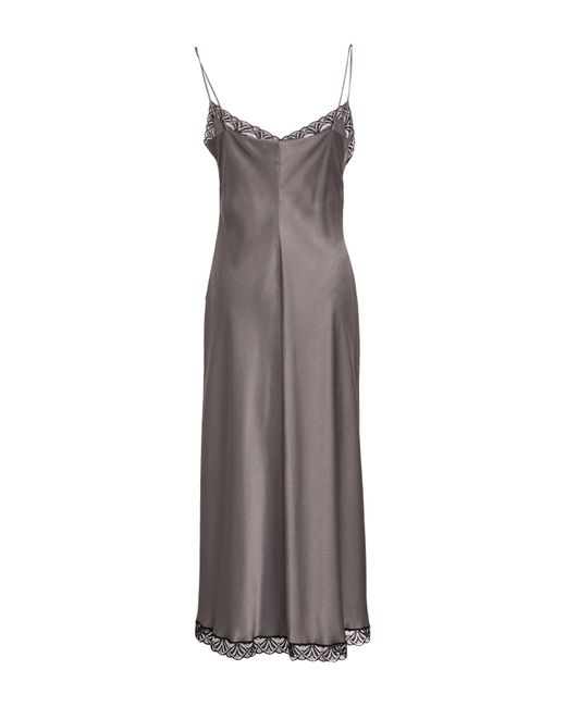 Alberta Ferretti Gray Midi Dress Acetate, Silk