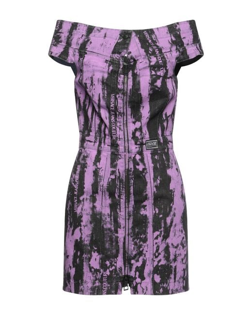 Versace Jeans Couture Purple Mini Dress Cotton, Elastane