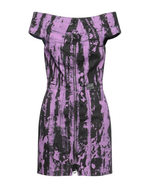 Versace Purple Light Mini Dress Cotton, Elastane