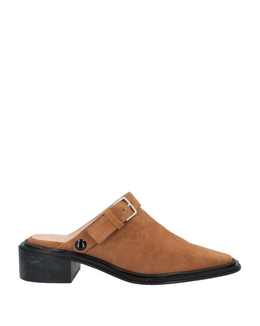 Souliers Martinez Brown Camel Mules & Clogs Leather
