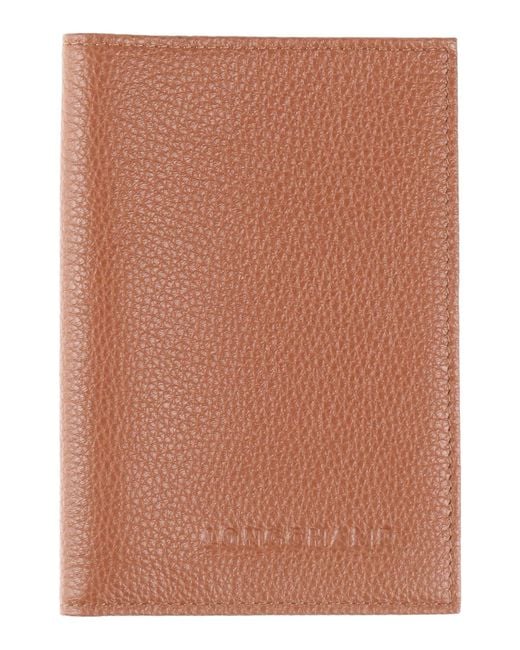 Longchamp Brown Camel Document Holder Soft Leather