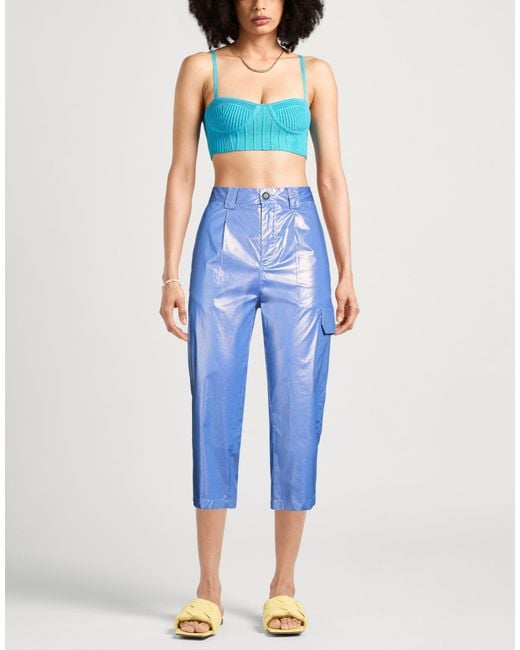 Pinko Blue Slate Pants Cotton, Elastane