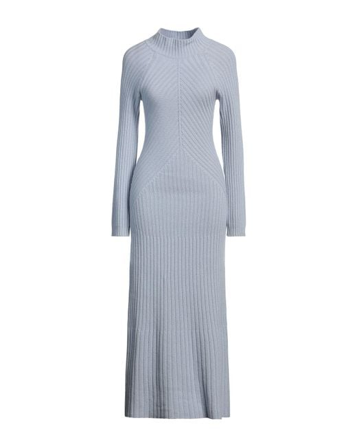 Eleventy Blue Light Maxi Dress Wool, Viscose, Cashmere