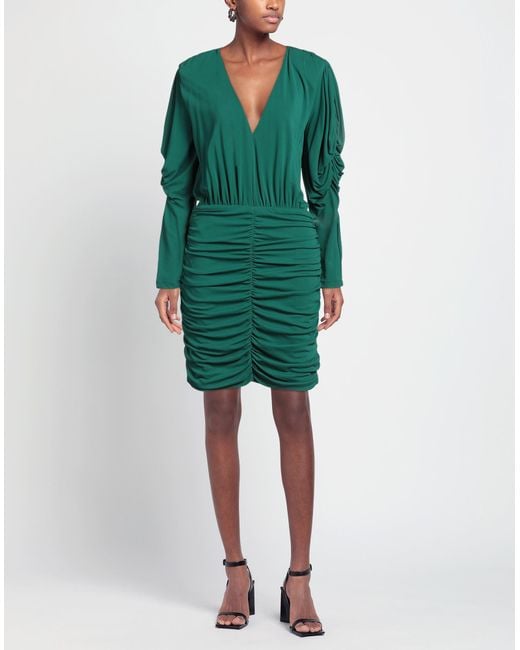 SIMONA CORSELLINI Green Mini Dress Viscose, Polyester