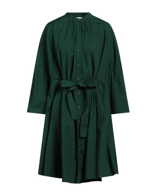 Essentiel Antwerp Green Dark Midi Dress Cotton