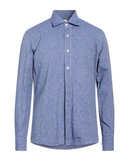 Giannetto Portofino Blue Shirt Cotton, Linen for men