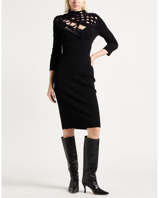 Roberto Cavalli Black Midi Dress Viscose, Polyamide, Polyester