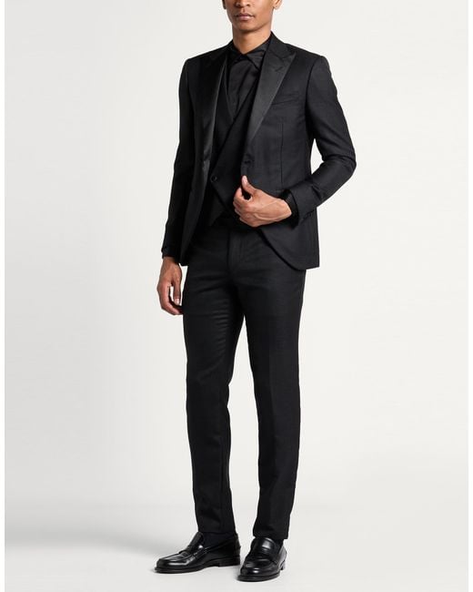Corneliani Black Suit Wool for men
