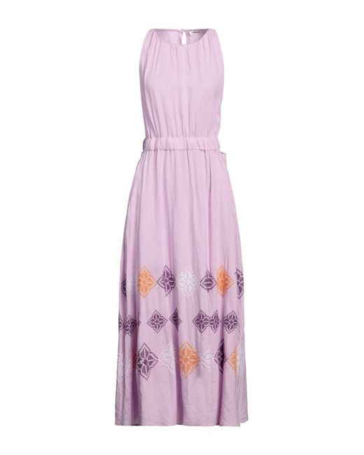 Sandro Pink Embroidered Linen-gauze Midi Dress