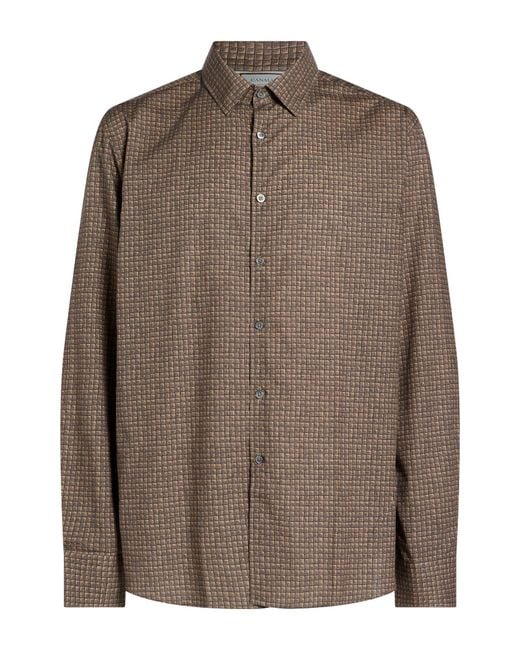 Canali Brown Shirt Cotton, Lyocell for men