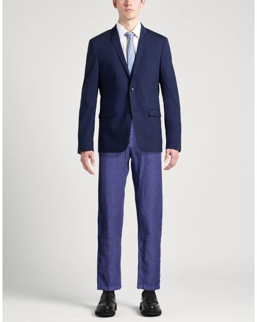 120% Lino Blue Pants Linen for men