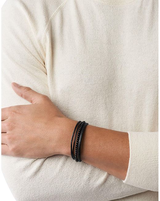 Fossil Leather Bracelet in Black for 
