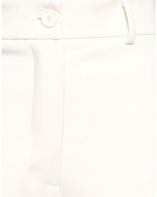 SOLOTRE White Ivory Pants Polyester, Wool, Elastane