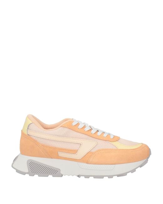 DIESEL Pink Apricot Sneakers Leather, Textile Fibers