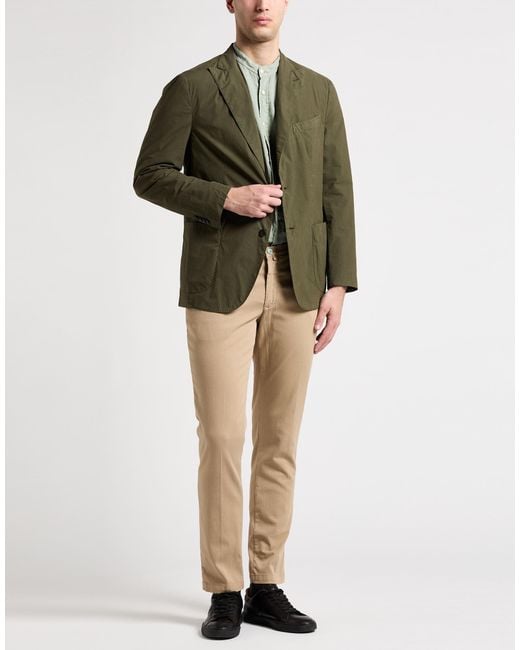 Boglioli Green Blazer Cotton, Elastane for men