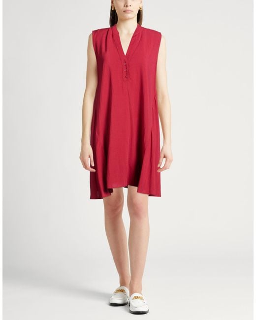 Dixie Red Mini Dress Polyester, Linen