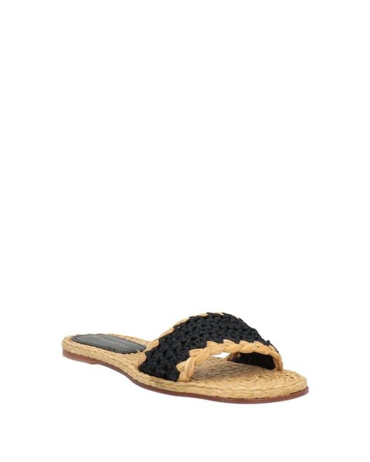 Paloma Barceló Black Sandals Textile Fibers, Natural Raffia