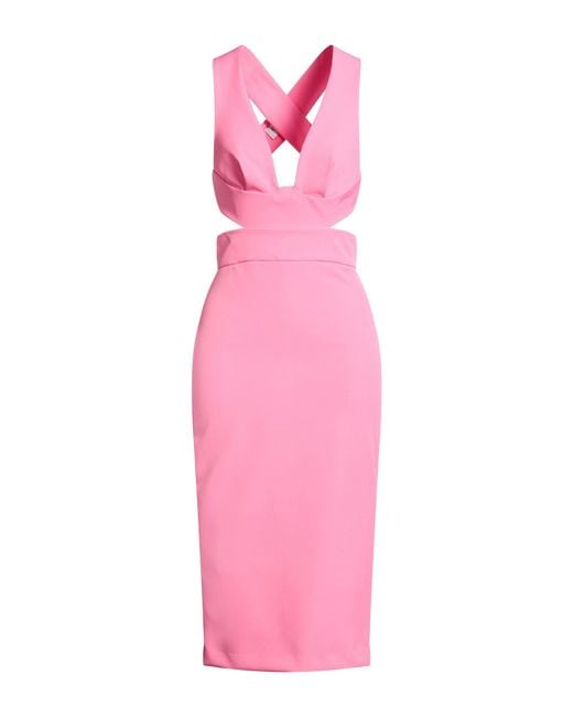 ERMANNO FIRENZE Women's Pink Midi Dress Polyester, Elastane