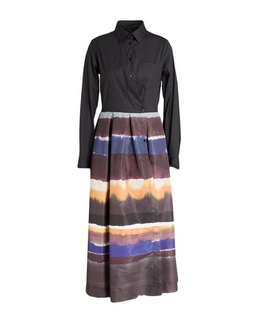 Sara Roka Black Midi Dress Polyester