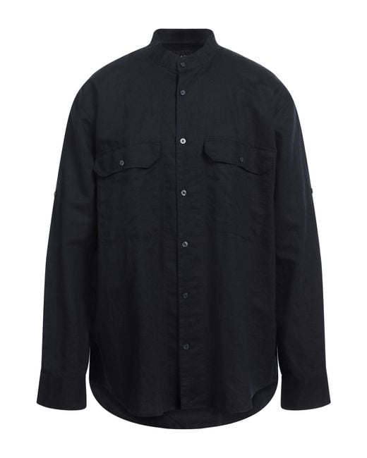 ARMANI EXCHANGE Blue Shirt Linen, Cotton for men
