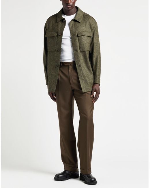 Hevò Green Military Shirt Wool for men