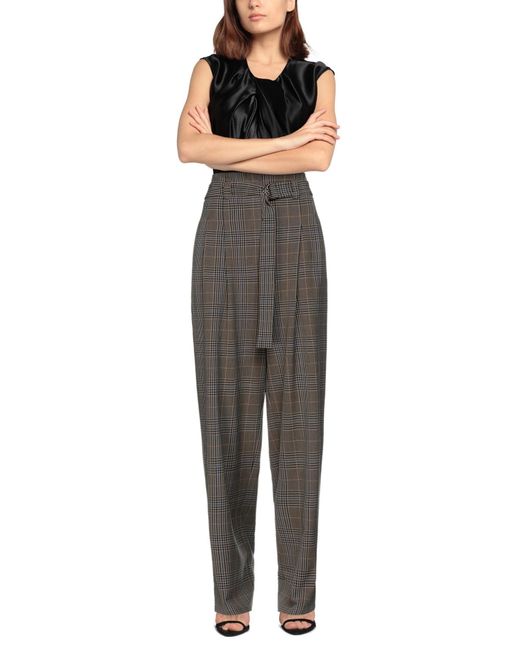 Semicouture Gray Pants Polyester, Viscose, Elastane