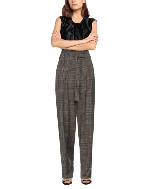 Semicouture Gray Pants Polyester, Viscose, Elastane
