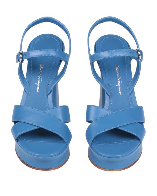 Ferragamo Blue Sandals Lambskin