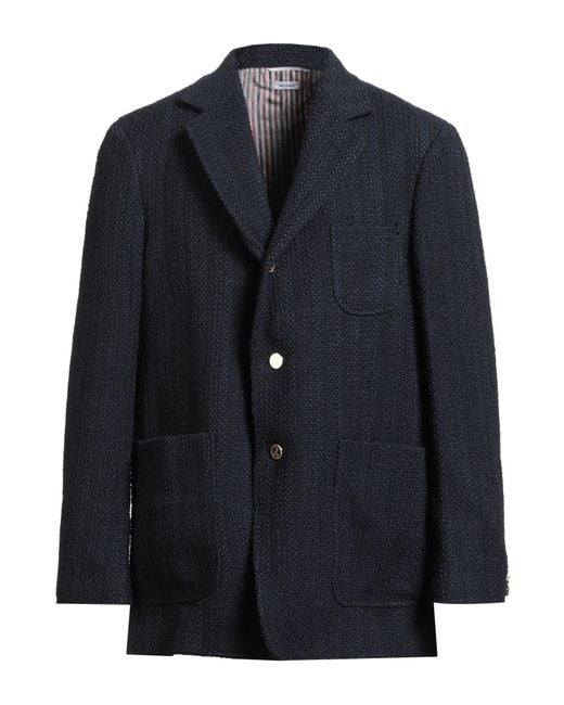 Thom Browne Blue Blazer Cotton, Polyester, Polyamide, Wool, Textile Fibers for men