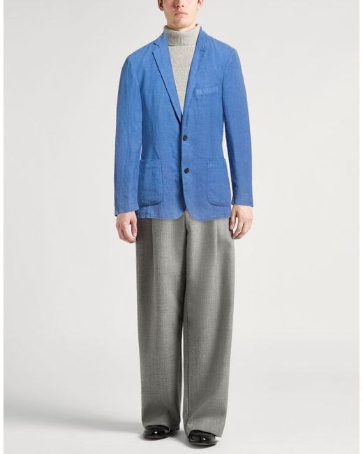 120% Lino Blue Blazer Linen for men