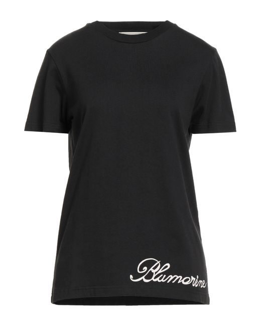 Blumarine Black Artistic Printed T-Shirt With Logo Detail