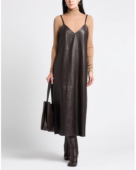 Antonelli Black Dark Midi Dress Lambskin