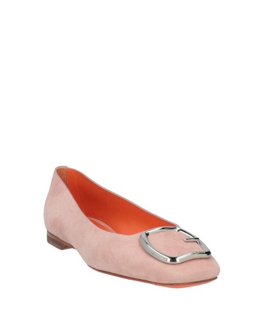 Santoni Pink Ballet Flats Leather