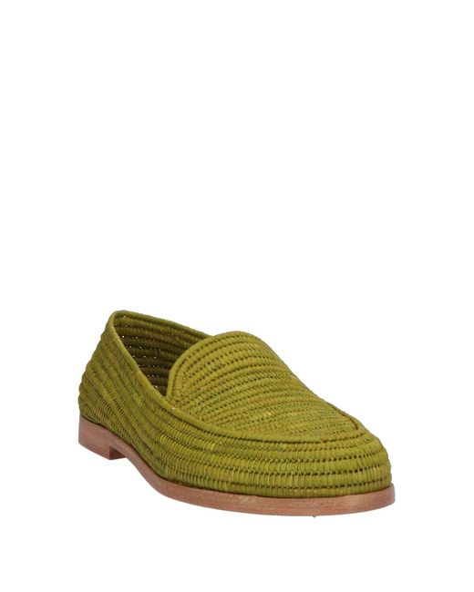 Paloma Barceló Green Loafers Natural Raffia
