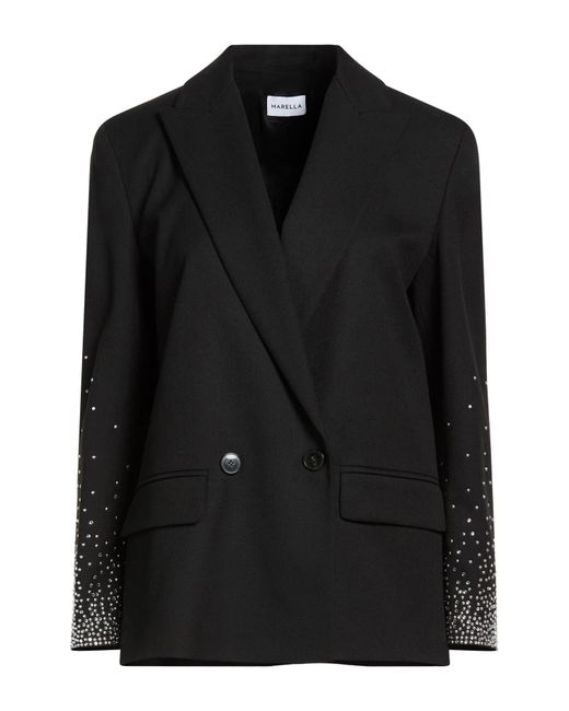 Marella Black Blazer Polyester, Viscose, Elastane