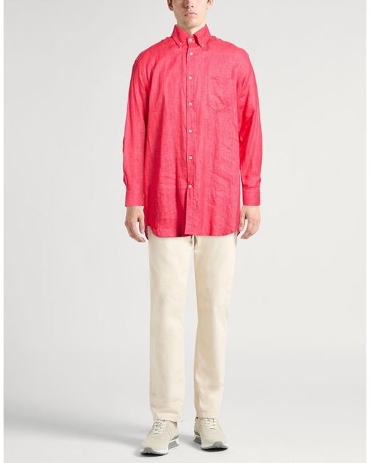 Paul & Shark Pink Shirt Linen for men