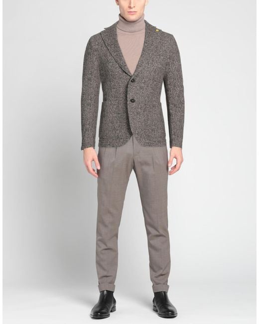 Manuel Ritz Gray Blazer Cotton, Elastane for men