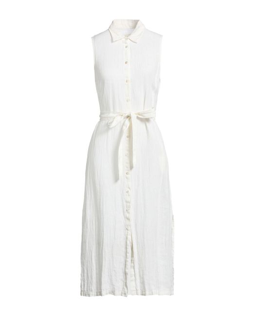 120% Lino White Midi Dresses