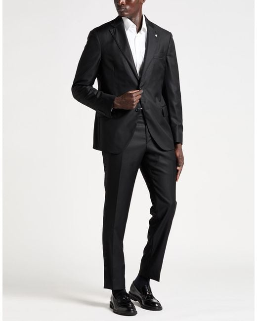 Luigi Bianchi Black Suit Virgin Wool for men