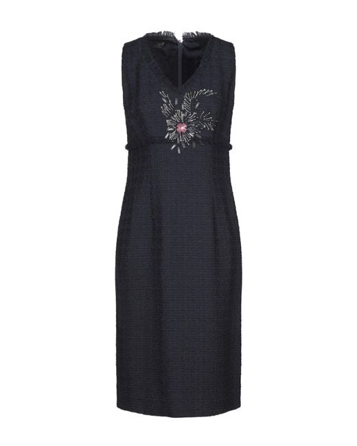 Clips Blue Midnight Midi Dress Virgin Wool, Polyamide