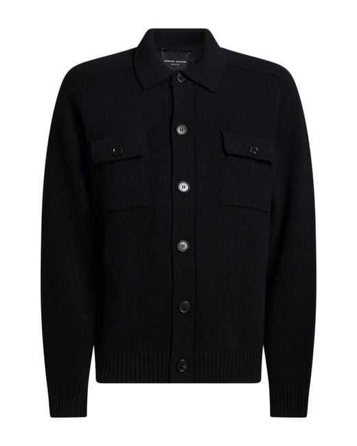 Roberto Collina Black Cardigan Merino Wool for men