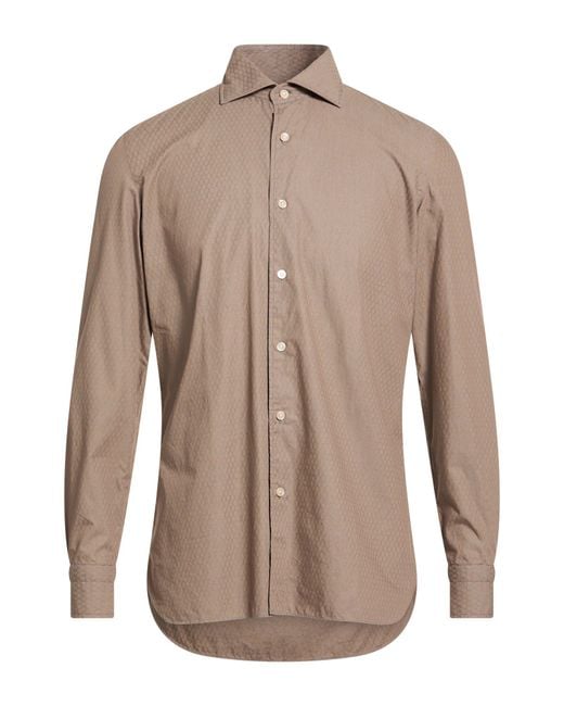 Luigi Borrelli Napoli Brown Shirt Cotton for men